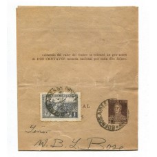 ARGENTINA 1930 ENTERO POSTAL FAJA CIRCULADA CON ESTAMPILLA CONMEMORATIVA REVOLUCION DEL 30