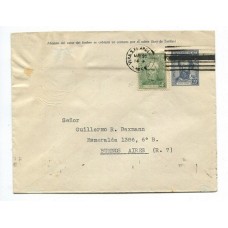 ARGENTINA 1951 ENTERO POSTAL SOBRE CIRCULADO CON MATASELLO VERA SANTA FE Y FRANQUEO ADICIONAL