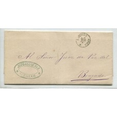 ARGENTINA 1874 SOBRE PLIEGO COMPLETO DE RAUCH A BRAGADO CON MATASELLO BUENOS AIRES +