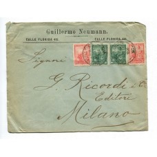 ARGENTINA 1906 SOBRE CIRCULADO A ITALIA CON ESTAMPILLAS DE LIBERTAD