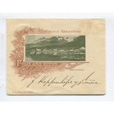 ARGENTINA 1900 ENTERO POSTAL SOBRE CARTA CON VISTA INTERIOR USHUAIA CIRCULADO