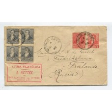 ARGENTINA 1893 ENTERO POSTAL SOBRE CON FRANQUEO ADICIONAL CIRCULADO A FINLANDIA BAJO OCUPACION RUSA, MUY RARO DESTINO