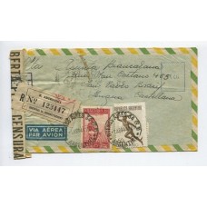 ARGENTINA 1944 SOBRE CENSURADO CIRCULADO A BRASIL CON ESTAMPILLA TIZADA