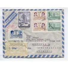 ARGENTINA 1960 SOBRE CIRCULADO A ALEMANIA CON BONITO FRANQUEO MIXTO PROCERES Y RIQUEZAS 2 Y ESTAMPILLAS CONMEMORATIVAS