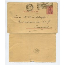 ARGENTINA 1922 ENTERO POSTAL CARTA POSTAL SAN MARTIN CON MARCA AZUL