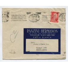 ARGENTINA 1953 SOBRE CIRCULADO CON ESTAMPILLA DE EVITA y MATASELLO "CADA ARGENTINO TIENE UNA TAREA QUE CUMPLIR EN LAS REALIZACIONES DEL 2º PLAN QUINQUENAL-PERON"