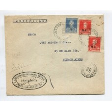 ARGENTINA 1934 SOBRE CERTIFICADO SERVICIO OFICIAL M.I.