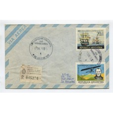 ARGENTINA 1972 SOBRE CERTIFICADO PRIMER VUELO A MALVINAS INAUGURACION DEL AEROPUERTO 15/11/72