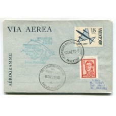 ARGENTINA 1972 SOBRE ENTERO POSTAL PRIMER VUELO LADE CIRCULADO A MALVINAS DESDE COMODORO RIVADAVIA