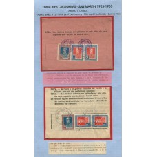 ARGENTINA 1924 DOS ABONOS A CASILLA CON ESTAMPILLAS SAN MARTIN PERFODADAS, LOS SELLOS DE $10 SON DE DIFERENTE FILIGRANA, PERFORADOS