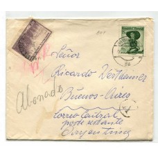 ARGENTINA 1954 CARTA CIRCULADA CON ESTAMPILLA FRANQUEO POSTE RESTANTE PROCERES Y RIQUEZAS DE 40 Cts. EN CARTA DESDE AUSTRIA