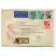 ARGENTINA 1951 CARTA CIRCULADA CON ESTAMPILLAS FRANQUEO POSTE RESTANTE PROCERES Y RIQUEZAS 1 AL DORSO, EN CARTA DESDE AUSTRIA