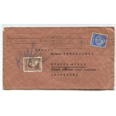 ARGENTINA 1939 SERVICIO DE POSTE RESTANTE CARTA CIRCULADA DESDE AUSTRIA ANEXADA CON CENSURA DE CONTROL DE DIVISAS Y FRANQUEO ALEMAN AL LLEGAR SE LA FRANQUEO CON ESTAMPILLA DE PROCERES Y RIQUEZAS 1