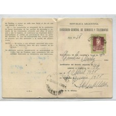 ARGENTINA 1938 ENTERO POSTAL ABONO A CASILLA CIRCULADO