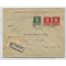 ARGENTINA 1923 ENTERO POSTAL CON FRANQUEO ADICIONAL UNA ESTAMPILLA CON VARIEDAD PLIEGUE