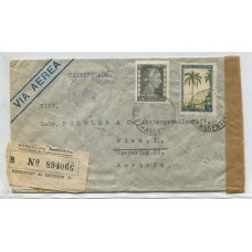 ARGENTINA 1952 SOBRE CON FRANQUEO DE EVA PERON Y PROCERES Y RIQUEZAS 1 CIRCULADO A AUSTRIA CON CENSURA