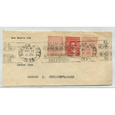 ARGENTINA 1936 FRAGMENTO GRANDE DE CARTA CON SELLO Y ENTRECINTAS EN SUS COSTADOS , MUY RARO