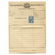 ARGENTINA 1888 ENTERO POSTAL TELEGRAFO KIDD PAPEL SIN FILIGRANA VK 3 CON SOBRECARGA MUESTRA, MUY RARO NO FIGURA ASI EN Kn.