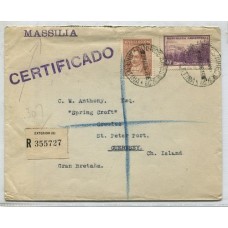 ARGENTINA 1936 CARTA PROCERES Y RIQUEZAS I POR BARCO MASSILIA A GUERNSEY RARO DESTINO
