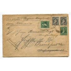 ARGENTINA 1899 SOBRE CIRCULADO A ALEMANIA CON ESTAMPILLAS DE 16 CTs DENTADO 12 1/4 x 12 1/4 DESPACHADO POR VAPOR REGINA MARGHERITA