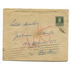 ARGENTINA 1932 ENTERO POSTAL CON VARIAS MARCAS DE TRANSITO INCLUSO UNA DE FERROCARRIL