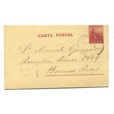 ARGENTINA 1915 ENTERO POSTAL CON MATASELLO FERROCARRIL AL DORSO