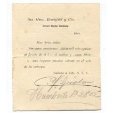 ARGENTINA 1907 ENTERO POSTAL CARTA CON IMPRESIÓN PRIVADA DE CASA FILATELICA
