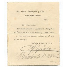 ARGENTINA 1907 ENTERO POSTAL CARTA CON IMPRESIÓN PRIVADA DE CASA FILATELICA