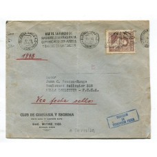 ARGENTINA 1948/52 SOBRE CON FRANQUEO DE PROCERES Y RIQUEZAS 1 QUE QUEDO RETENIDA 4 AÑOS EN EL TUBO DE CLASIFICACION MECANICA, RARISIMA
