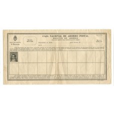 ARGENTINA 1936 ENTERO POSTAL BOLETIN DE AHORRO POSTAL EL PAPEL ES LISTADO HORIZONTAL CON RAYAS DE FILIGRANA VERTICAL, RARO