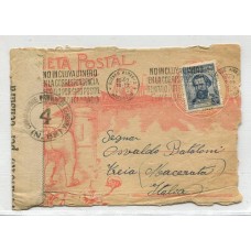 ARGENTINA 1940 SOBRE ILUSTRADO PARA ENVIO DE TARJETAS POSTALES CON CENSURA ITALIANA