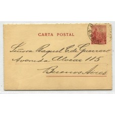ARGENTINA 1912 ENTERO POSTAL CARTA DE LABRADOR CON MATASELLO DE FERROCARRIL SUD FCS Nº 11 DISTRITO 2º