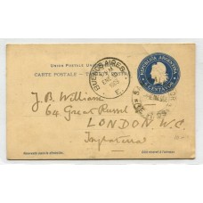 ARGENTINA 1903 ENTERO POSTAL TARJETA CON MATASELLO SAN SALVADOR ENTRE RIOS, CIRCULADO A INGLATERRA