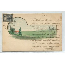 ARGENTINA 1903 TARJETA POSTAL CIRCULADA CON MATASELLO VILLA CAÑAS SANTA FE