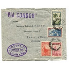 ARGENTINA 1938 CORREO AEREO CARTA CIRCULADA A ALEMANIA POR CONDOR LUFTHANSA CON ALTO FRANQUEO