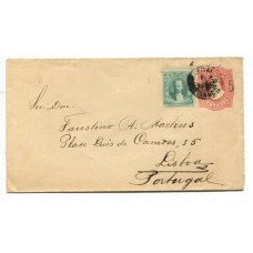 ARGENTINA 1891 ENTERO POSTAL SOBRE CON FRANQUEO ADICIONAL CIRCULADO A PORTUGAL !!