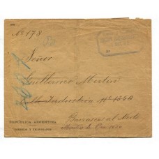 ARGENTINA 1892 SOBRE PARA USO OFICIAL DEL CORREO CIRCULADO CON RECEPCION