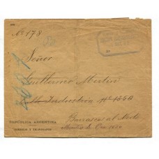 ARGENTINA 1892 SOBRE PARA USO OFICIAL DEL CORREO CIRCULADO CON RECEPCION