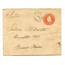 ARGENTINA 1901 ENTERO POSTAL SOBRE CON MATASELLO DE FERROCARRIL ESTAFETA AMBULANTE F.C.C.A. SIN NUMERO ESTA APLICADA TAMBIEN AL DORSO, RARA