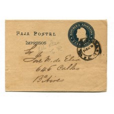 ARGENTINA 1901 ENTERO POSTAL FAJA CON MATASELLO VILLA ELISA ENTRE RIOS, RARO