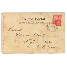 ARGENTINA 1905 LIBERTAD TARJETA POSTAL CON MATASELLO "CORREOS ESTACION MENDOZA", RARO