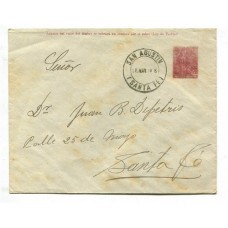 ARGENTINA 1916 ENTERO POSTAL SOBRE LABRADOR CIRCULADO CON MATASELLO SAN AGUSTIN SANTA FE , NOTESE EN EL ARMADO DEL FECHADOR EL ERROR 1816