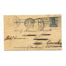 ARGENTINA 1923 ENTERO POSTAL TARJETA CIRCULADA A ITALIA SOLAMENTE CON MATASELLOS ITALIANOS, RARO