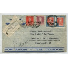 ARGENTINA 1935 CORREO AEREO CERTIFICADO CARTA CIRCULADA A ALEMANIA POR CONDOR LUFTHANSA