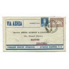 ARGENTINA 1930 CORREO AEREO CARTA CIRCULADA A INGLATERRA POR Cia. Gral. AEROPOSTAL CON MATASELLO DE TRANSITO EN FRANCIA