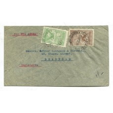 ARGENTINA 1932 CORREO AEREO CARTA CIRCULADA A INGLATERRA CON FRANQUEO DE $ 0,87