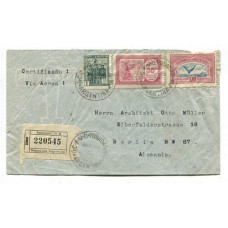 ARGENTINA 1932 CORREO AEREO CARTA CERTIFICADA CIRCULADA A ALEMANIA CON FRANQUEO DE $ 1,44