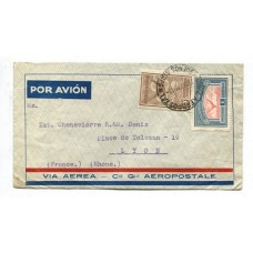 ARGENTINA 1933 CORREO AEREO CARTA CIRCULADA A FRANCIA POR Cia. Gral. AEROPOSTAL FRANQUEO DE $ 1,15