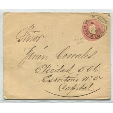 ARGENTINA 1899 ENTERO POSTAL SOBRE CIRCULADO CON MATASELLO MAR DEL PLATA