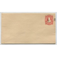 ARGENTINA 1890 ENTERO POSTAL SOBRE VARIEDAD SOBRECARGA DESPLAZADA A LA DERECHA 5 RECTO